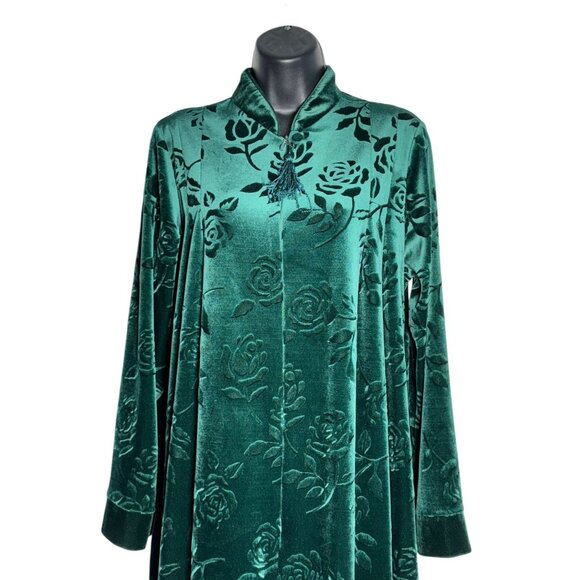 Cinema Etoile Green Floral Velvet Robe Small - Picture 7 of 10